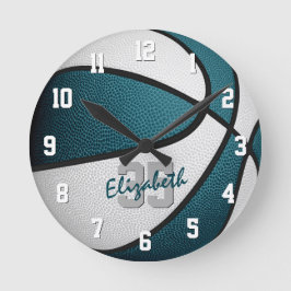Basketball für aquamarinen Weiße Runde Wanduhr