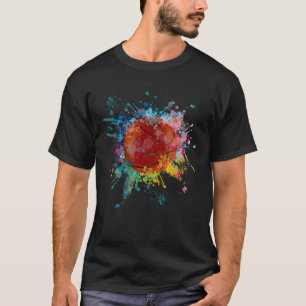 Basketball für den Entwurf des Wasserfarbenexplosi T-Shirt