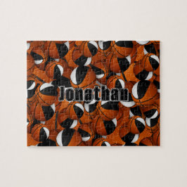 Basketball für Jungen Schwarz-weiße Mannschaftsfar Puzzle