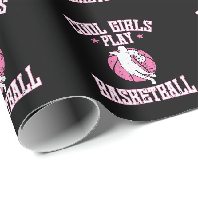Basketball für Mädchen "Cool Girls play Basketball Geschenkpapier (Rolleneckpunkt)