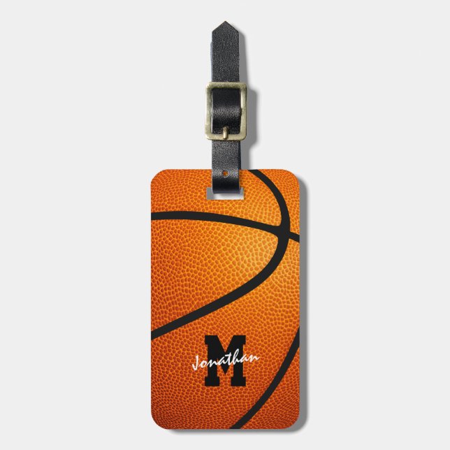 Basketball für mit Monogramm Sportgeschenke Gepäckanhänger (Vorderseite vertikal)