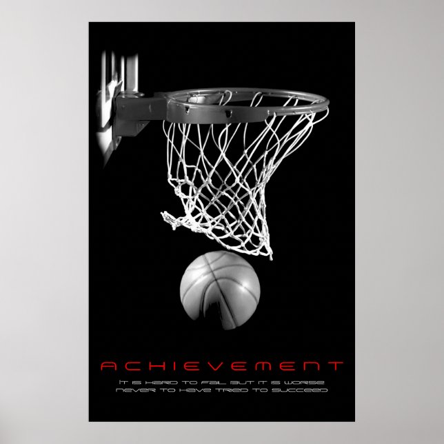 Basketball für Schwarz-weiße Motivierend Leistung Poster (Vorne)
