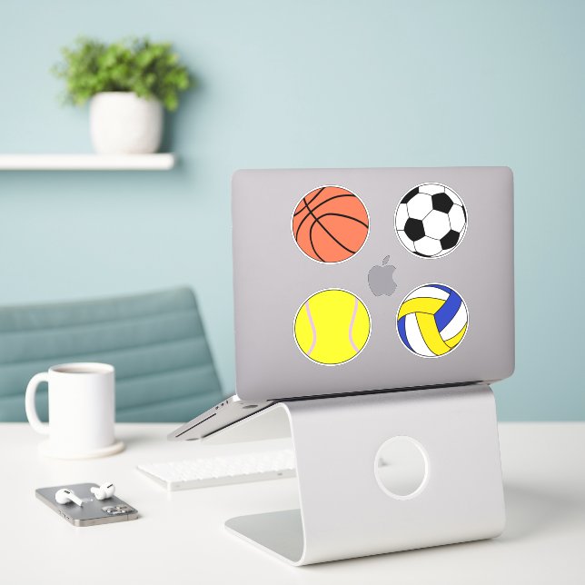 Basketball-Fußball-Fußball-Volleyball Aufkleber (Laptop auf Schreibtisch)