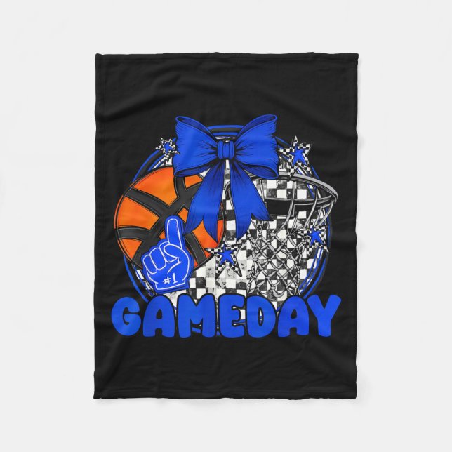 Basketball Game Day Go Cheer Team Blue Coquette Ch Fleecedecke (Vorderseite)