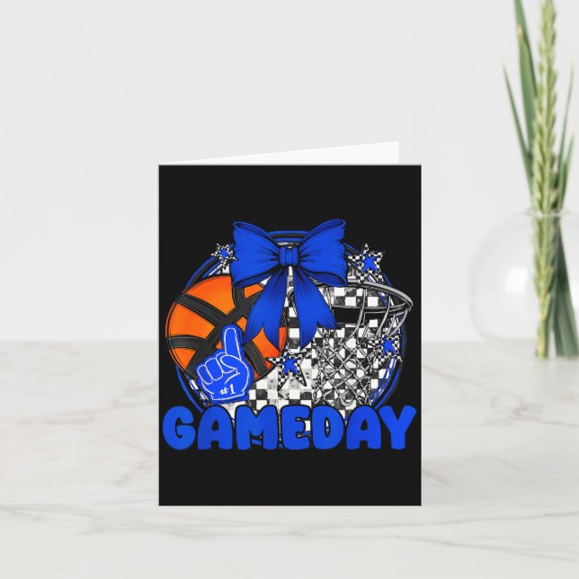 Basketball Game Day Go Cheer Team Blue Coquette Ch Karte (Vorderseite)