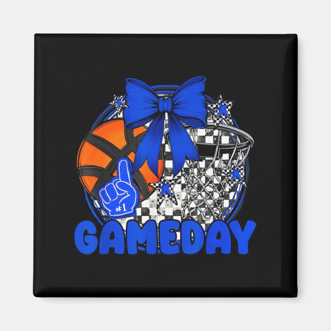 Basketball Game Day Go Cheer Team Blue Coquette Ch Magnet (Vorne)
