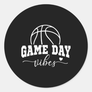 Basketball Game Day Vibes Basketball Mama Lebensla Runder Aufkleber