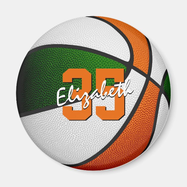 Basketball-Gastgeschenke mit grüner Orange unter 1 Magnet (Vorne)