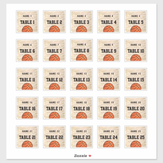 Basketball-Gastnamen 2" Aufkleber (Blatt)