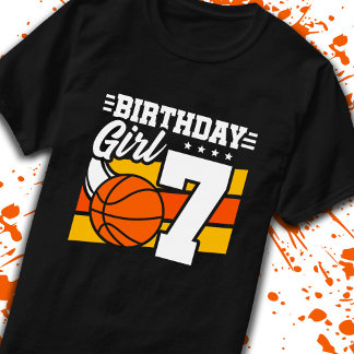Basketball Geburtstag 7 Jahre Altes Mädchen 7. Geb T-Shirt