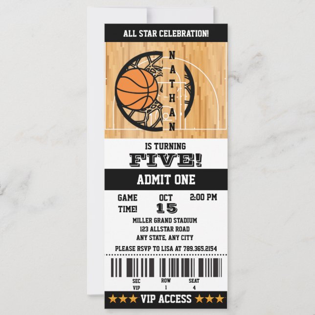 Basketball Geburtstag Einladung (Vorderseite)