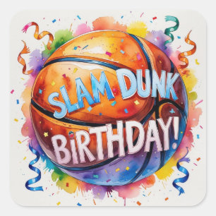 Basketball Geburtstag Thema Quadratischer Aufkleber