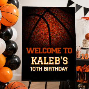 Basketball-Geburtstags-Willkommensschild Spielzeit Poster