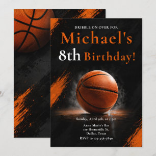 Basketball-Geburtstagsfeier Orange Schwarz Einladung