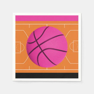 Basketball-Geburtstagsfeier Schwarz Pink & Orange Serviette