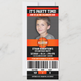 Basketball Geburtstagsfoto Einladung