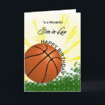 Basketball-Geburtstagskarte Son-in-Law Karte<br><div class="desc">Geben Sie Ihrem Basketball liebenden Schwiegersohn eine Baseball- und Fledermauskarte mit einem explosiven Basketballthema! Ein Basketball und Fledermaus mit den Worten "Für einen wunderbaren Schwiegersohn".</div>