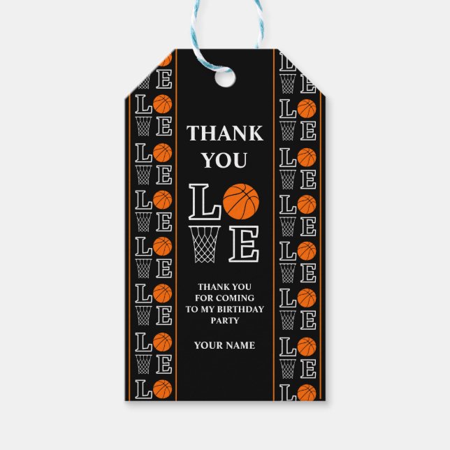 Basketball Geburtstagsparty, Basketball Player Geschenkanhänger (Vorderseite)