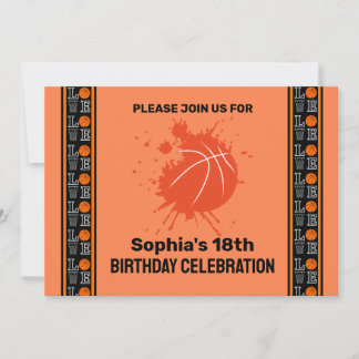 Basketball Geburtstagsparty, Basketball-Spieler In Einladung