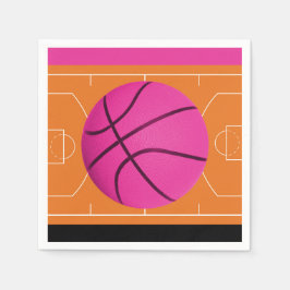 Basketball Geburtstagsparty Black Pink & Orange Serviette