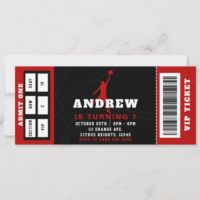 Basketball Geburtstagsparty Einladung (Vorderseite)