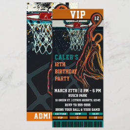 Basketball Geburtstagsparty VIP Ball Game Ticket Einladung