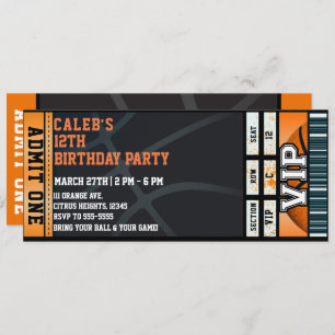 Basketball Geburtstagsparty VIP Ball Game Ticket Einladung