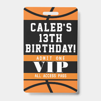 Basketball Geburtstagsparty VIP Pass Abzeichen Ausweis
