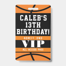 Basketball Geburtstagsparty VIP Pass Abzeichen