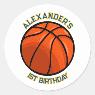 Basketball-Geburtstagssticker Runder Aufkleber