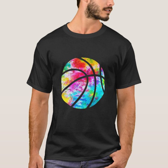 Basketball-Gefärbte Krawatte - Rainbow Trippy Hipp T-Shirt (Vorderseite)