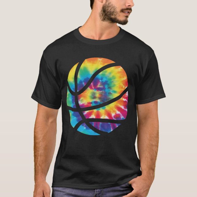 Basketball Gefärbte Krawatte Rainbow Trippy Hippie T-Shirt (Vorderseite)
