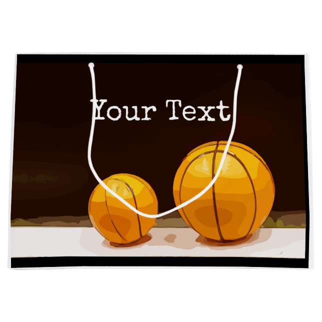 Basketball-Geschenktasche mit schwarzem Hintergrun Große Geschenktüte (Vorderseite)