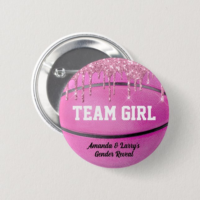 Basketball-Geschlecht-Enthüllungs-Team-Mädchen-Kno Button (Vorne & Hinten)