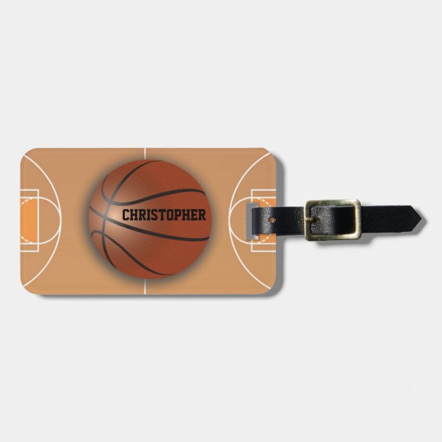 Basketball-Gewohnheits-Gepäckanhänger Gepäckanhänger (Vorderseite horizontal)