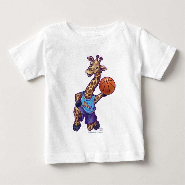 Basketball Giraffe Säugling T - Shirt (Vorderseite)
