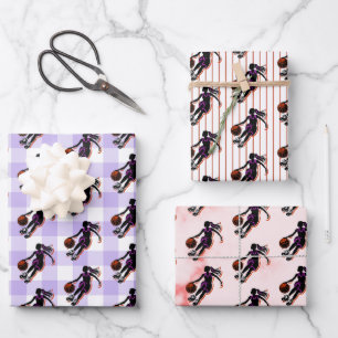 Basketball Girl Birthday Wrapping Paper Sheets Geschenkpapier Set