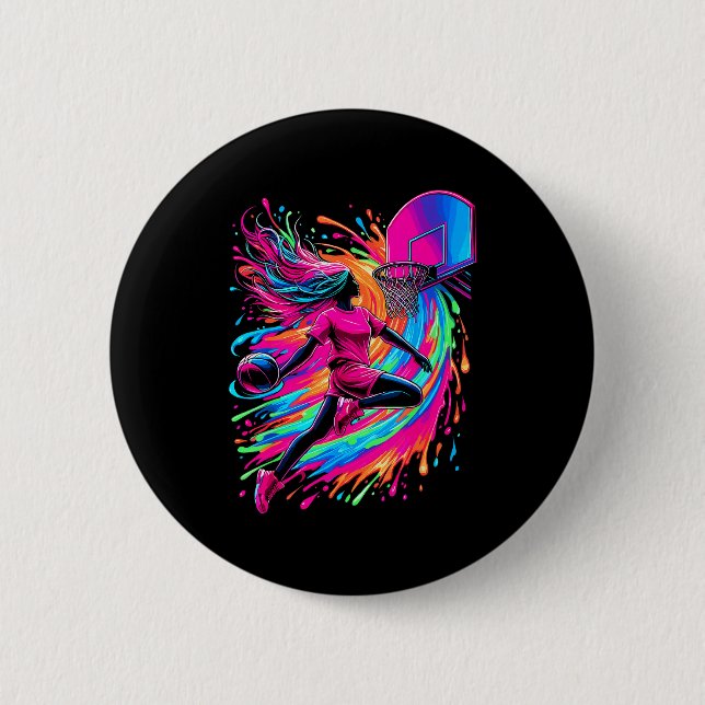 Basketball Girl Colorful  Button (Vorderseite)