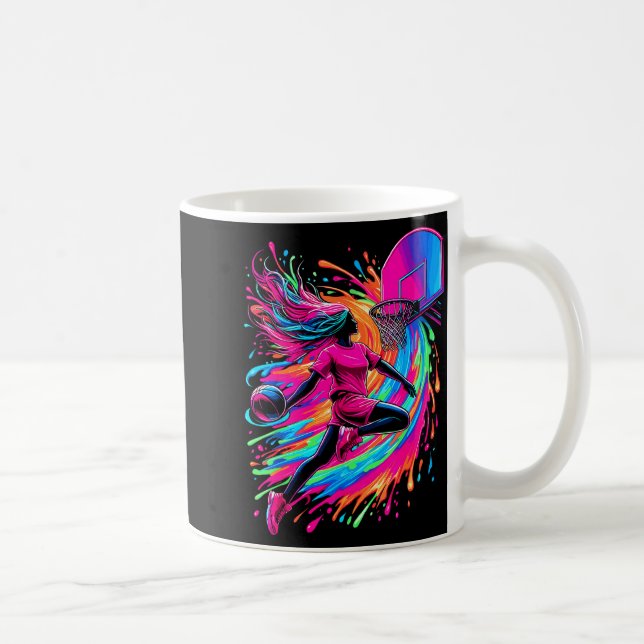 Basketball Girl Colorful  Kaffeetasse (Rechts)