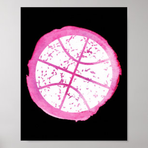 Basketball Girl Pink Wasserfarbe Poster