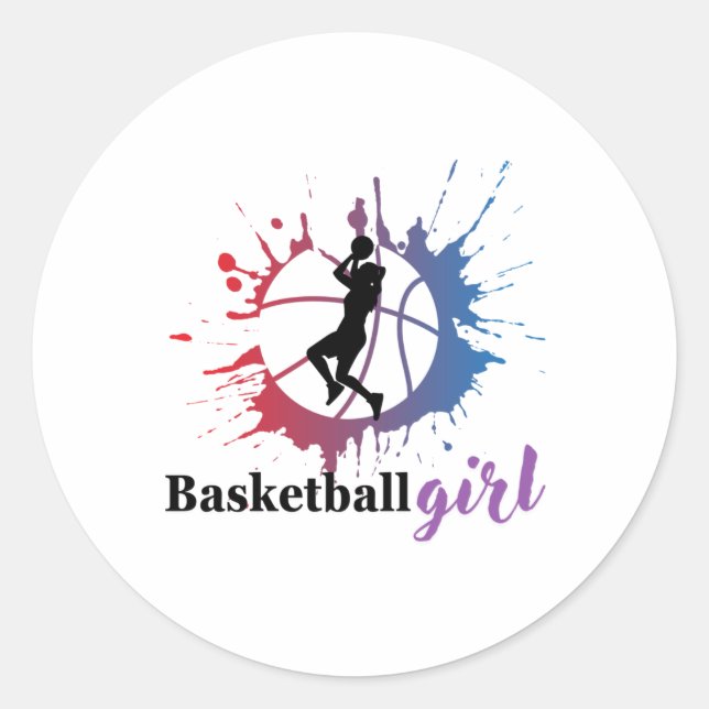 Basketball Girl Runder Aufkleber (Vorderseite)