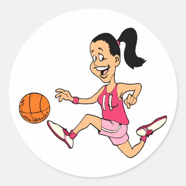 Basketball Girl Runder Aufkleber (Vorderseite)