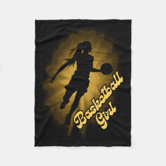 Basketball-Girl-Schatten im Regen Fleecedecke