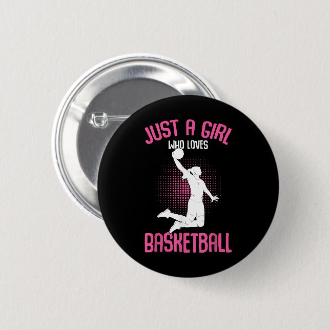 Basketball Girl Women Button (Vorne & Hinten)