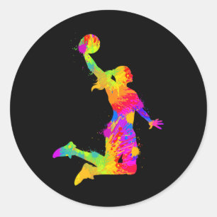 Basketball Girl Women Girl Runder Aufkleber