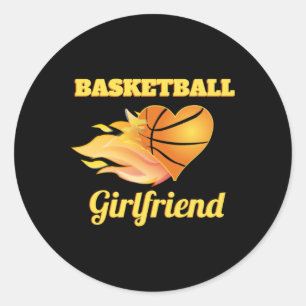 Basketball Girlfriend Fiery Heart Basketball Gesch Runder Aufkleber