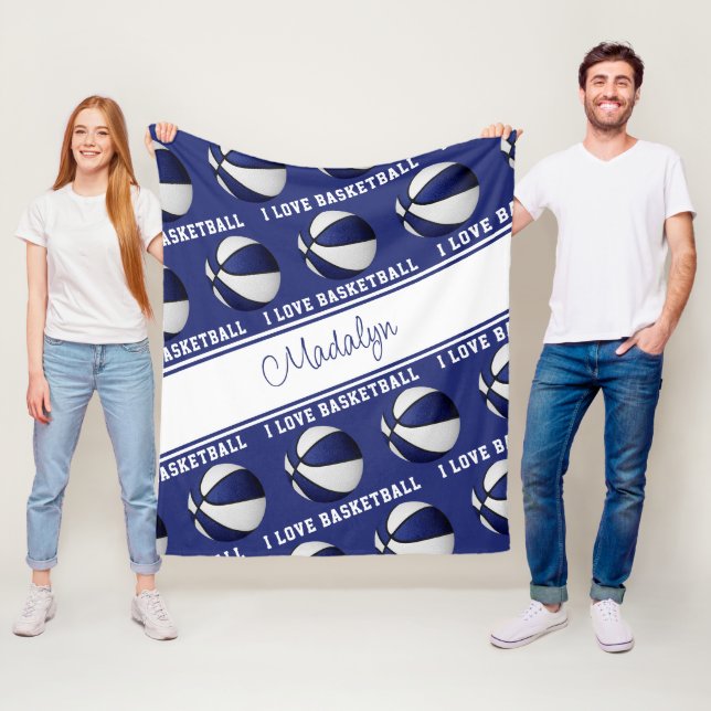 Basketball-Girls-Liebe in Blau-Weiß Fleecedecke (Beispiel)