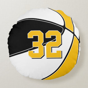 Basketball Glücksort schwarzes Gold JEGLICHE Teamf Rundes Kissen
