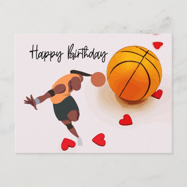 Basketball Glückwunsch Geburtstag zum Spieler mit  Postkarte (Vorderseite)