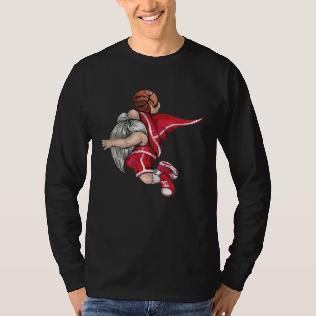 Basketball Gnome Buffalo Plaid Matching Family Chr T-Shirt (Vorderseite)
